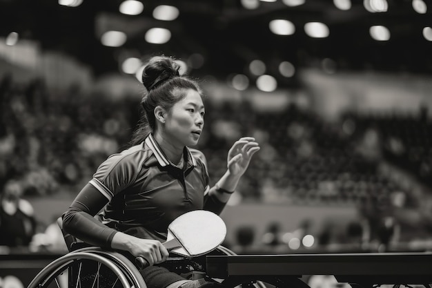 Foto grátis monochrome portrait of athlete competing in the paralympic games championship