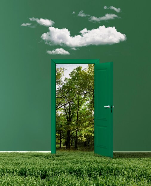 Montagem de porta aberta de mídia mista