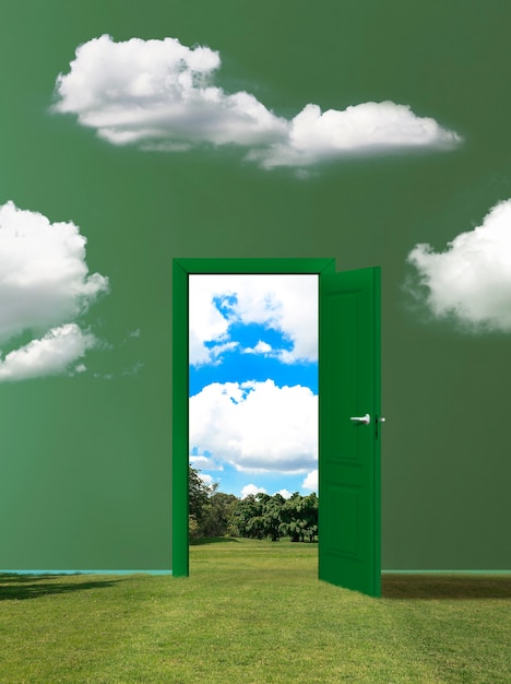 Montagem de porta aberta de mídia mista