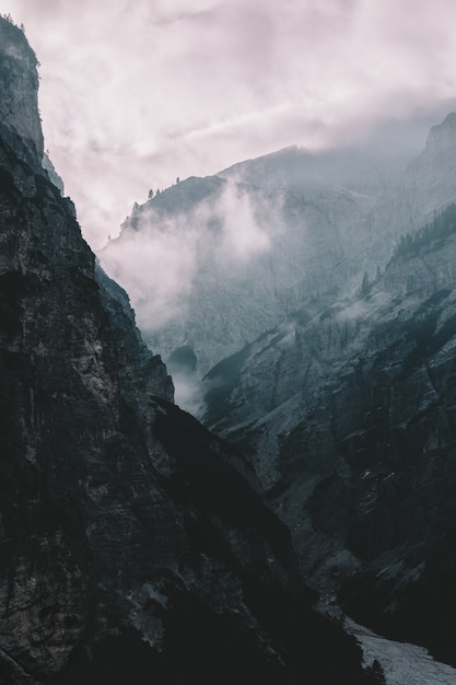 Foto grátis montanhas cobertas de nevoeiro