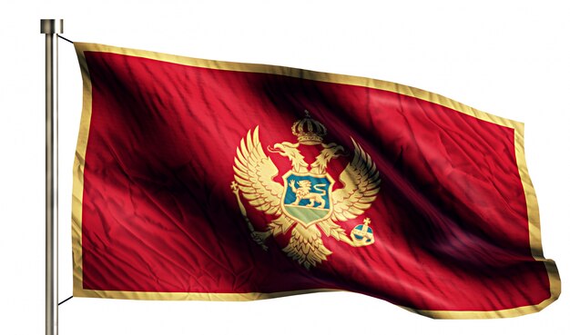 Montenegro National Flag Isolated 3D Fundo Branco