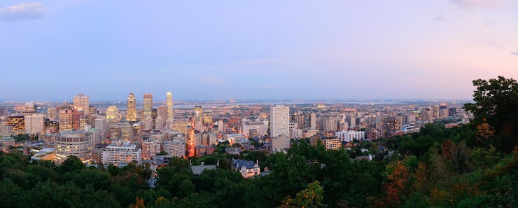 Foto grátis montreal ao entardecer panorama