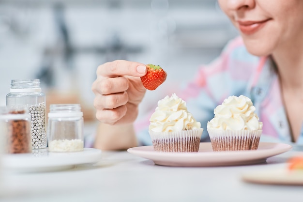 Foto grátis morango para cupcake