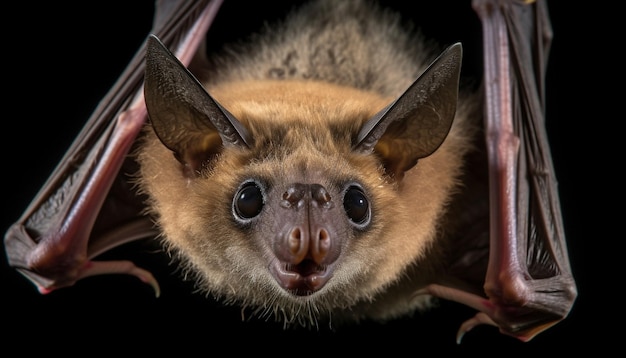 Foto grátis morcego peludo olha assustado na noite escura gerada por ia