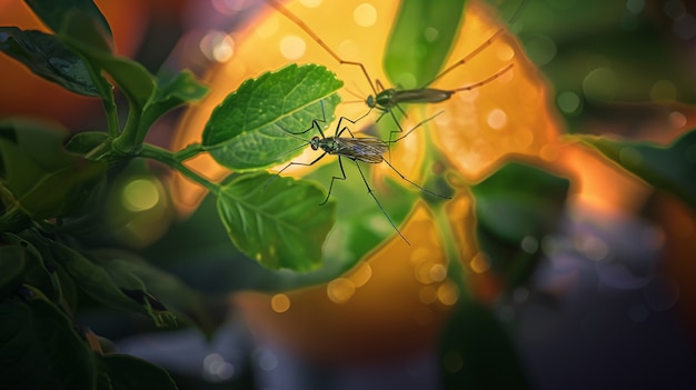 Mosquito de perto na natureza