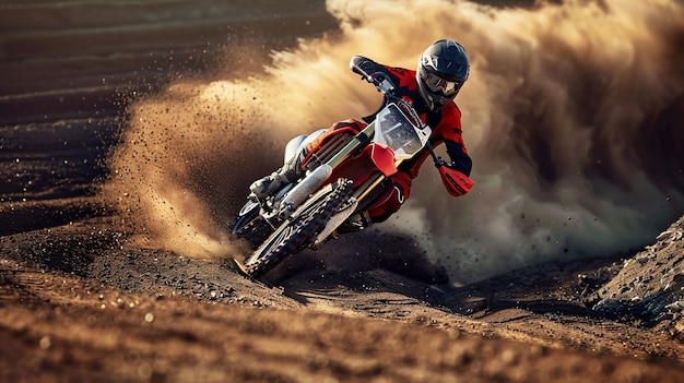 Foto grátis motociclista de terra com sua motocicleta correndo em circuitos de aventura