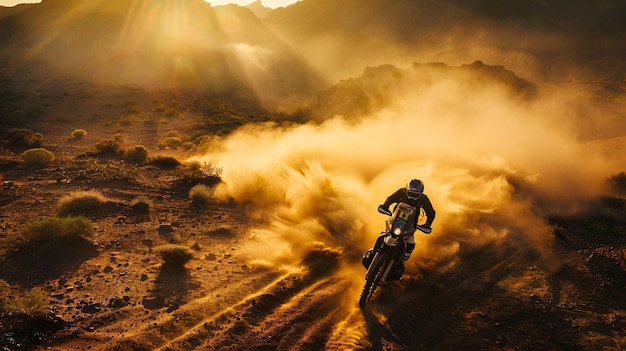 Foto grátis motociclista de terra participando de corridas e circuitos para a emoção da aventura com motocicleta