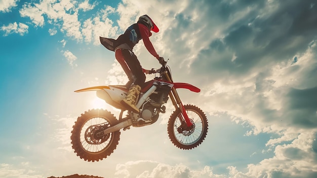 Foto grátis motociclista de terra participando de corridas e circuitos para a emoção da aventura com motocicleta