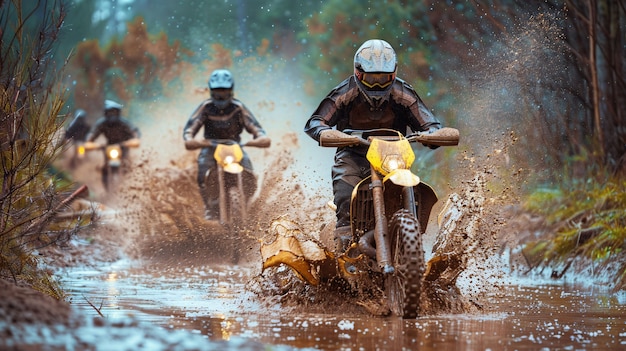 Foto grátis motociclista de terra participando de corridas e circuitos para a emoção da aventura com motocicleta