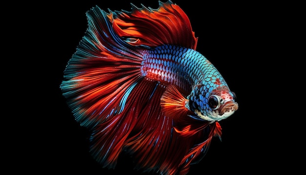 Movimento e agressão em animais aquáticos multicoloridos gerados por ia