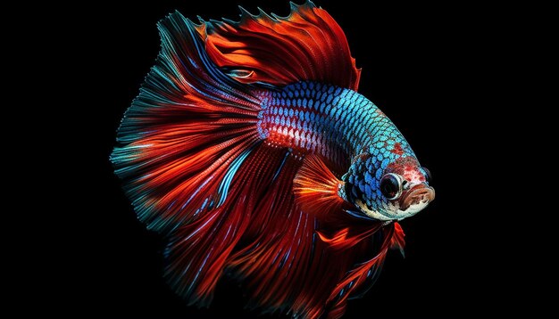 Movimento e agressão em animais aquáticos multicoloridos gerados por IA