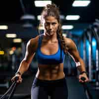 Foto grátis mulher atlética se exercitando no ginásio para se manter em forma
