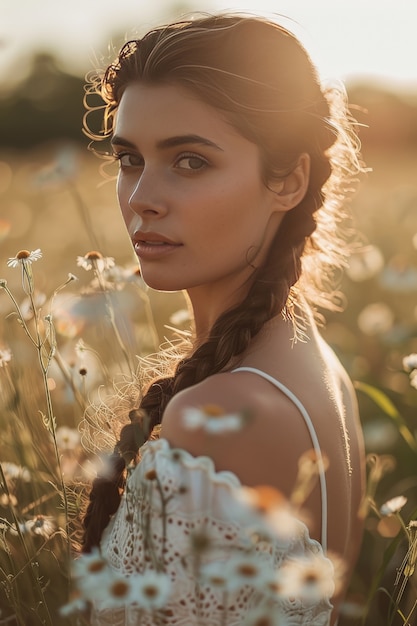 Mulher bonita com tranças.