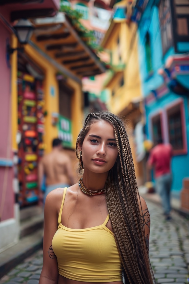 Foto grátis mulher bonita com tranças.