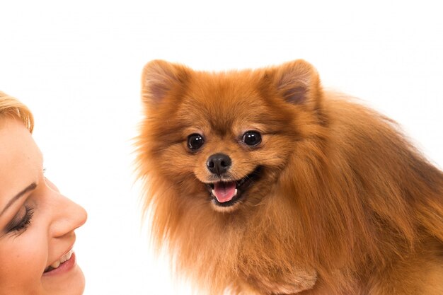 Mulher bonita com um cachorro