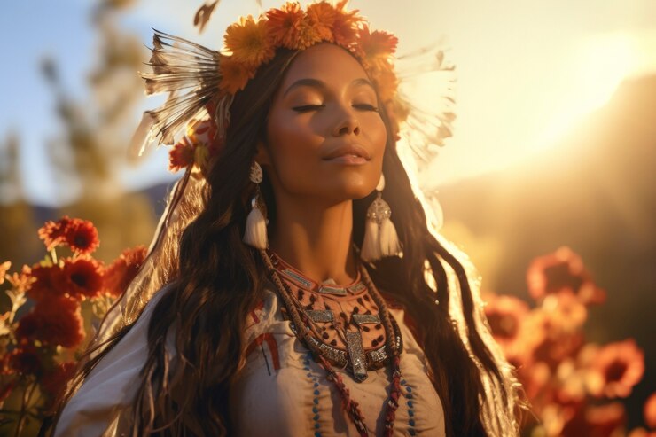 Foto grátis mulher bonita em meio tiro na natureza