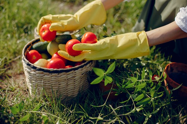 Mulher bonita em um campo de verão