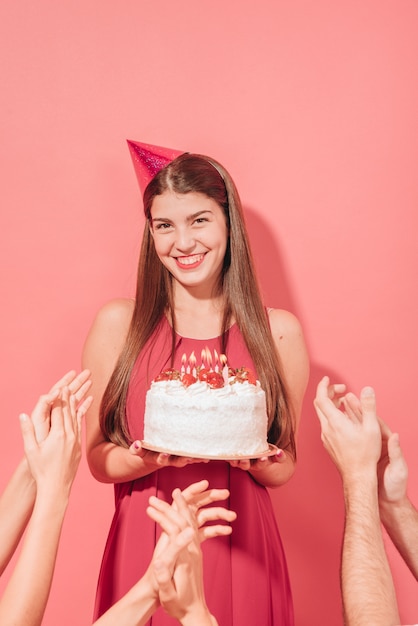 Foto grátis mulher, celebrando, partido aniversário