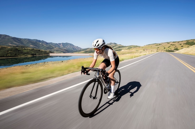 Foto grátis mulher ciclista profissional
