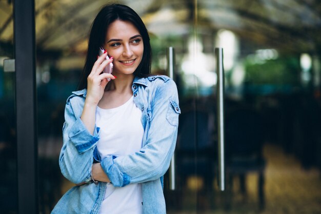 Mulher, com, telefone