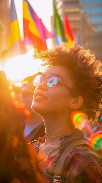 Foto grátis mulher comemorando o dia do orgulho