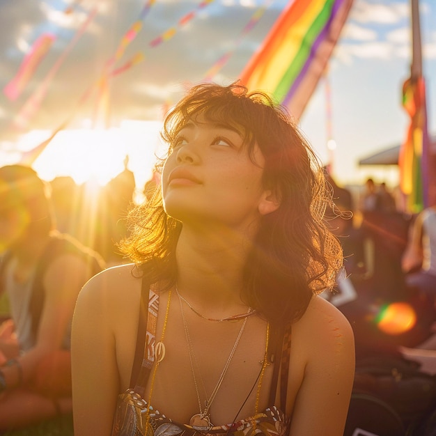 Foto grátis mulher comemorando o dia do orgulho