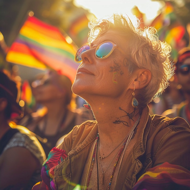 Foto grátis mulher comemorando o dia do orgulho