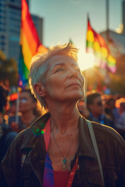 Foto grátis mulher comemorando o dia do orgulho