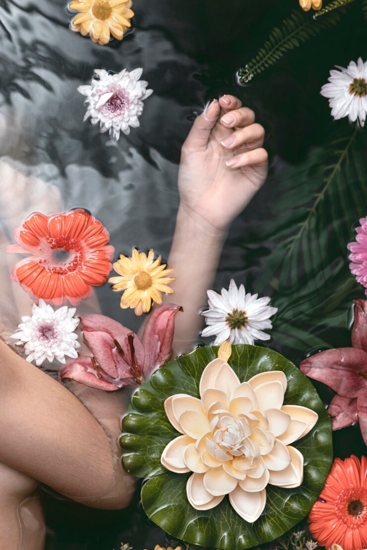Foto grátis mulher de close-up, desfrutando de cuidados de bem-estar