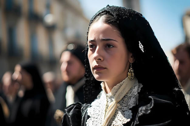 Mulher de tiro médio comemorando a semana santa