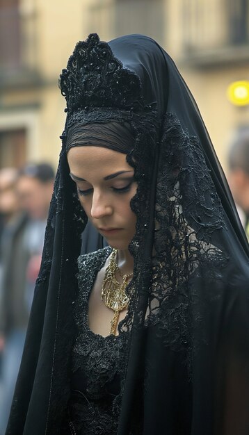 Mulher de tiro médio comemorando a semana santa