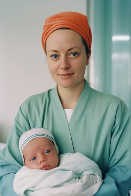 Foto grátis mulher de tiro médio segurando bebê