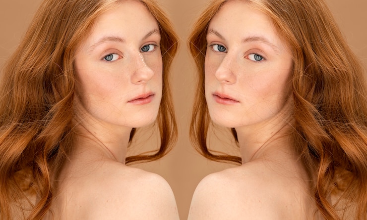 Foto grátis mulher de vista lateral antes e depois da rinoplastia