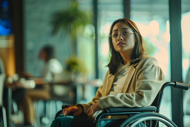 Foto grátis mulher em cadeira de rodas a trabalhar