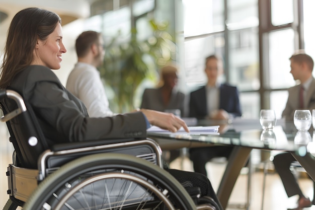 Foto grátis mulher em cadeira de rodas a trabalhar