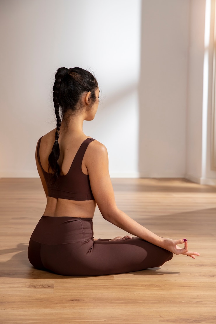 Foto grátis mulher fazendo ioga para limpar o chakra