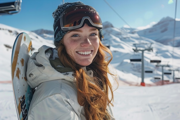 Foto grátis mulher feliz a desfrutar de snowboard