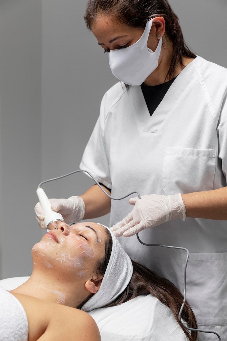 Foto grátis mulher jovem fazendo tratamento facial