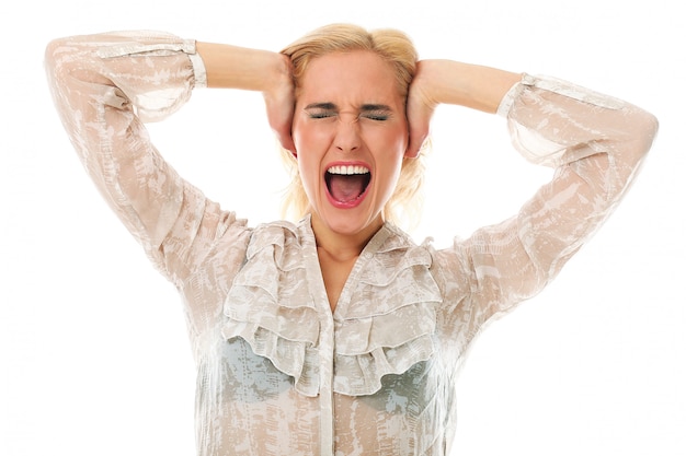 Foto grátis mulher loira gritando