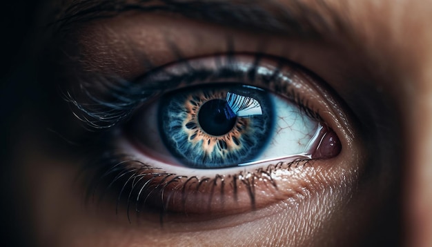 Mulher olhando com lindos olhos azuis observados gerados por IA