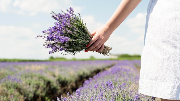 Foto grátis mulher relaxante e ejoying natureza