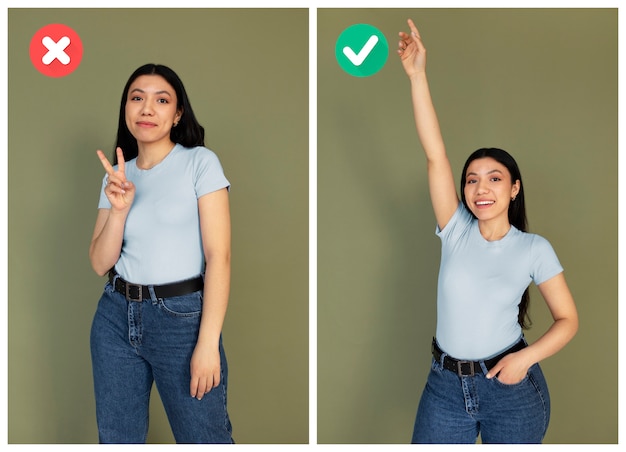 Foto grátis mulher sorridente posando em tiro médio de estúdio