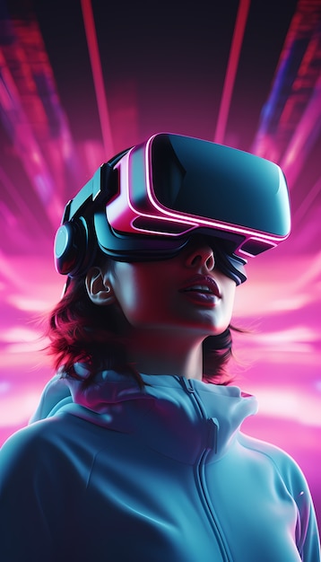 Foto grátis mulher usando óculos vr para jogos