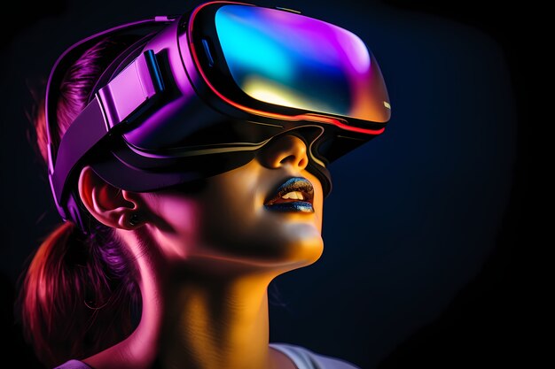 Foto grátis mulher usando óculos vr para jogos