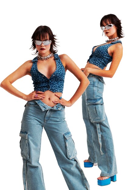 Mulher vestindo moda dos anos 2000
