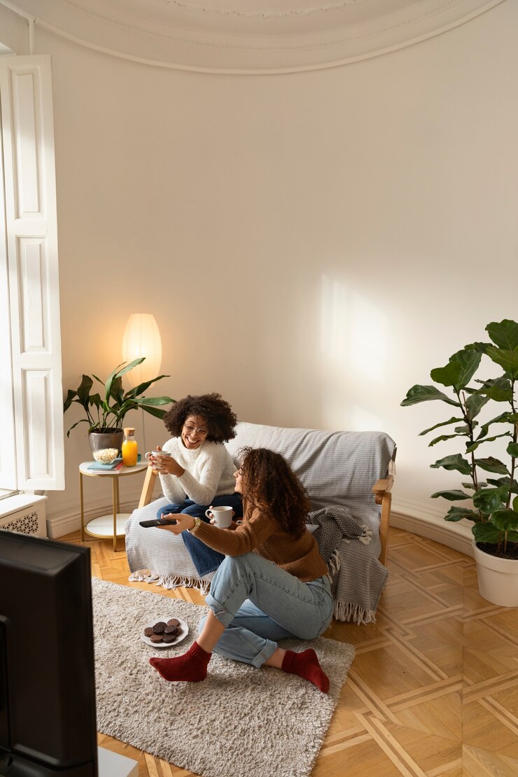 Foto grátis mulheres assistindo filmes full shot