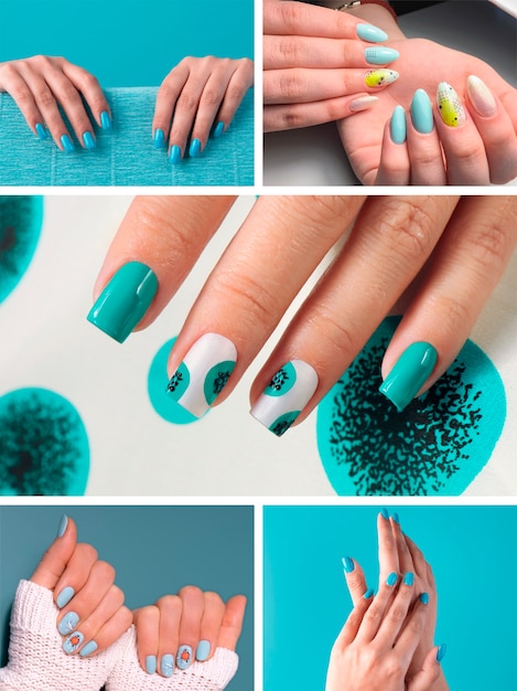Mulheres com colagem criativa de nail art