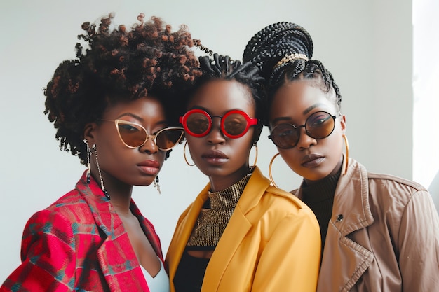 Foto grátis mulheres negras em foto média posando juntas.