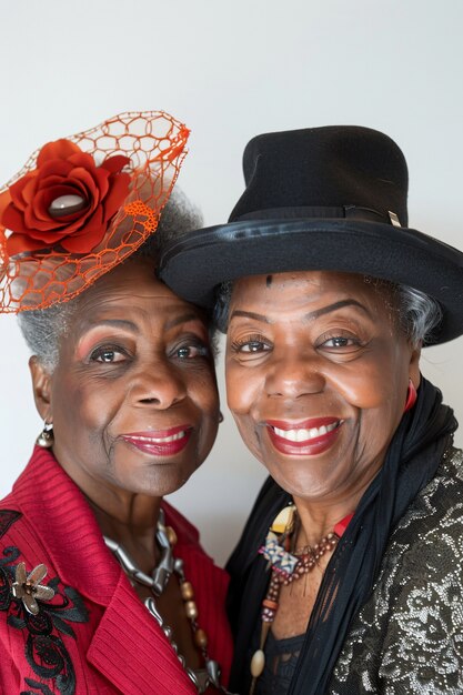 Mulheres negras em foto média posando juntas.