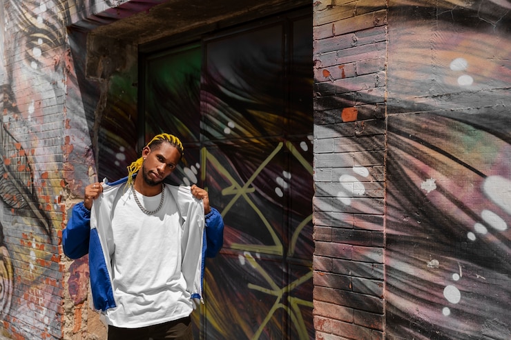 Foto grátis músico de hip hop underground de tiro médio